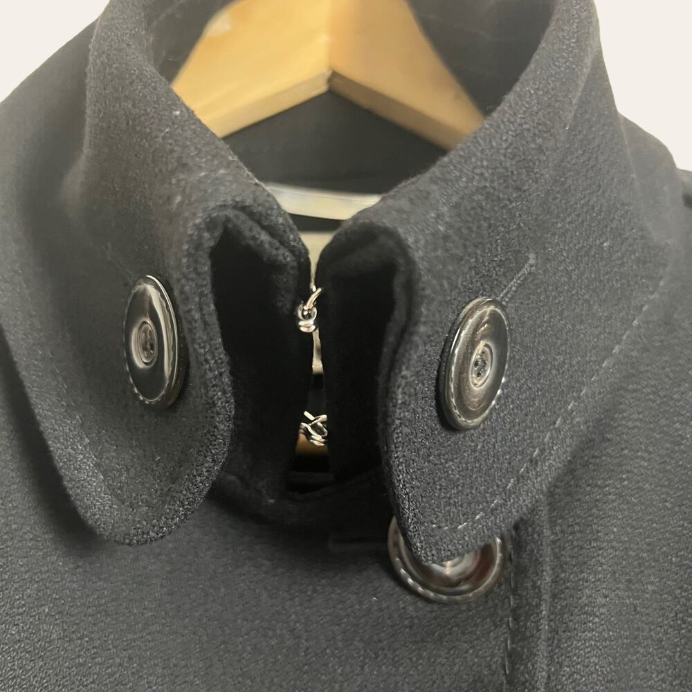 Karen Millen Black Wool Blend Single Breasted Belted Trench Coat Size 8 - Picture 4 of 10